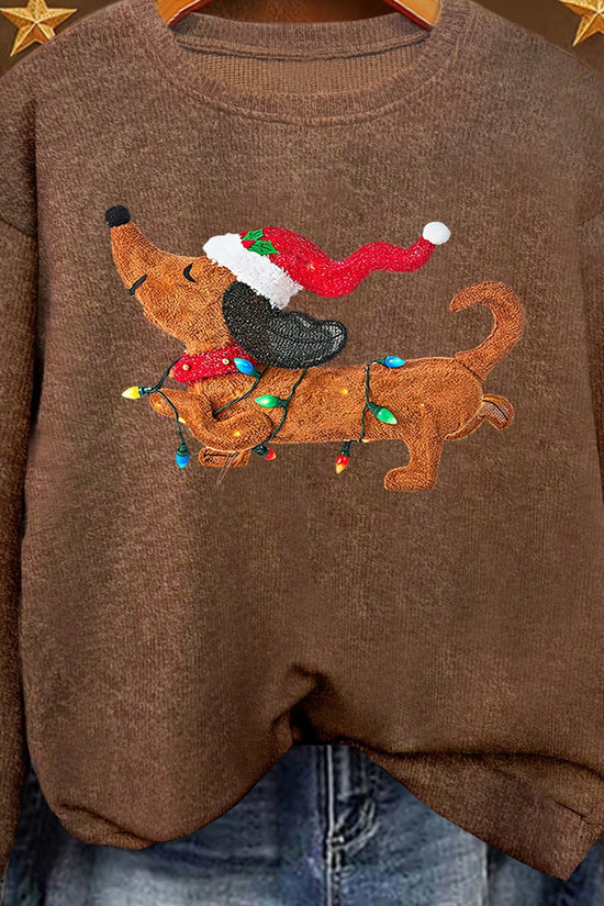 Twinkle Pup – Women's Dachshund Christmas Sweatshirt 2026
