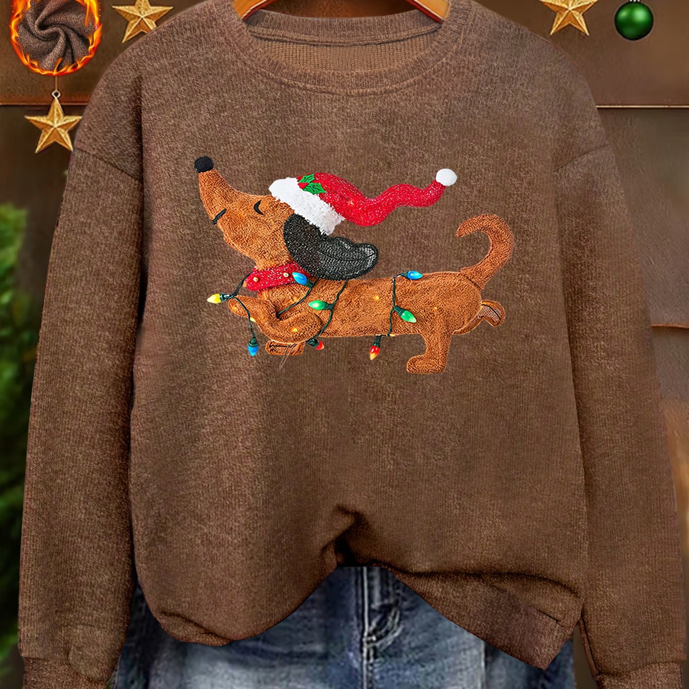 Twinkle Pup – Women's Dachshund Christmas Sweatshirt 2026