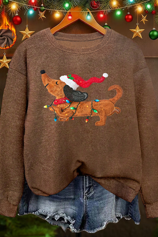 Twinkle Pup – Women's Dachshund Christmas Sweatshirt 2026