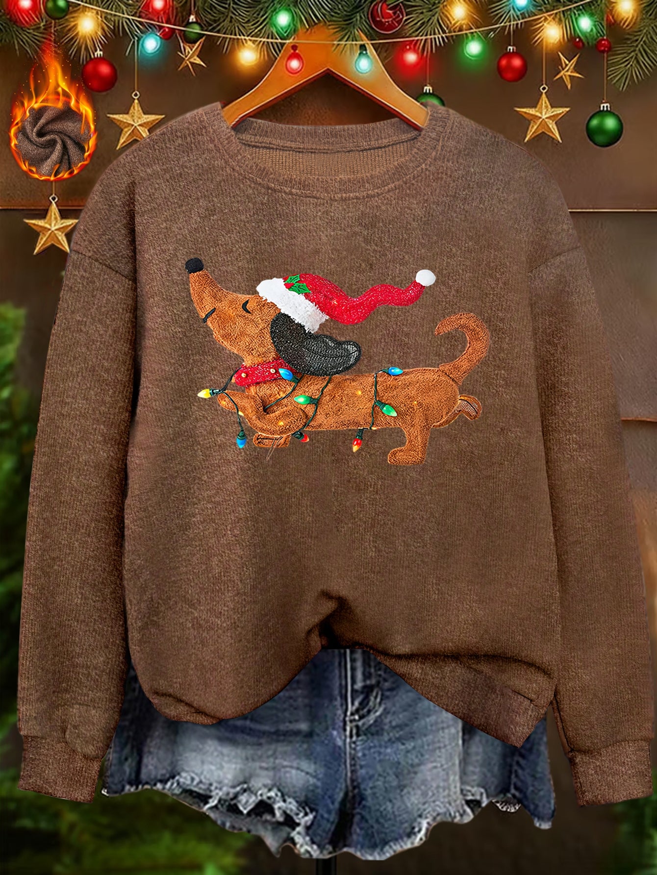 Twinkle Pup – Women's Dachshund Christmas Sweatshirt 2026