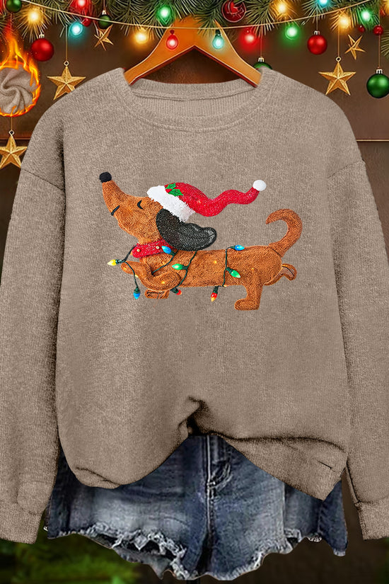 Twinkle Pup – Women's Dachshund Christmas Sweatshirt 2026